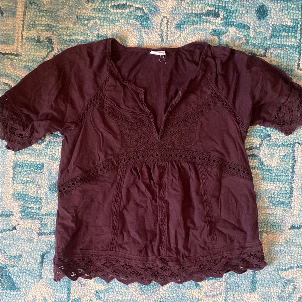 Purple Relaxed Ruffled Blouse